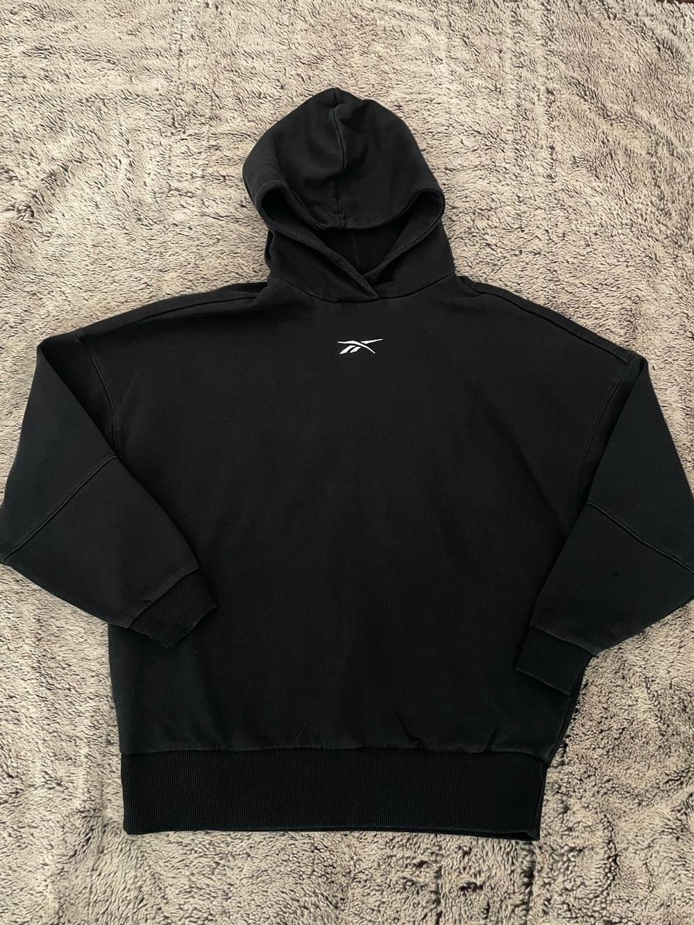 Reebok Black Pullover Hoodie with Small White Logo